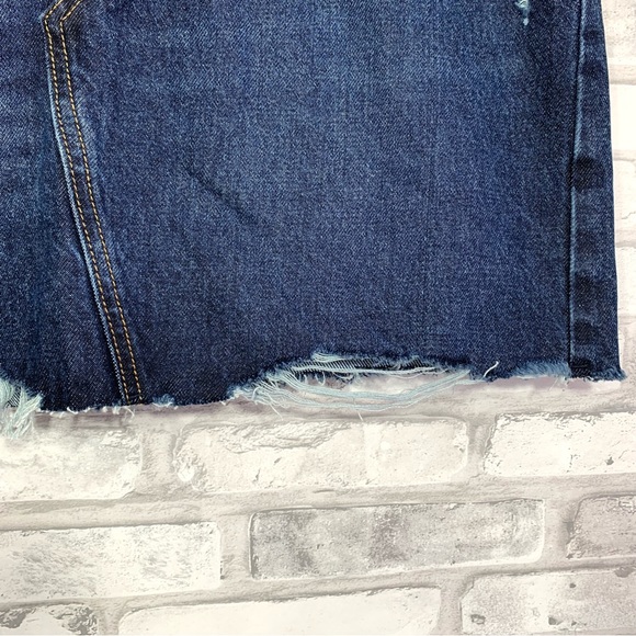 Old Navy Women's Blue High-Waisted Button-Fly Cut-Off Distressed Jean Skirt NWT - Picture 7 of 14